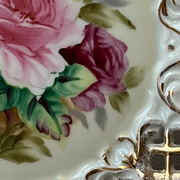 ESD Japan Collectors Plate 7216 Hand Painted Roses Floral Pattern 8" D - Picture 5 of 12